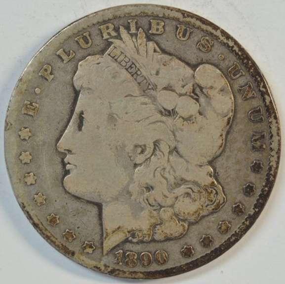 Scarcer 1890-CC Morgan Silver Dollar. Circ