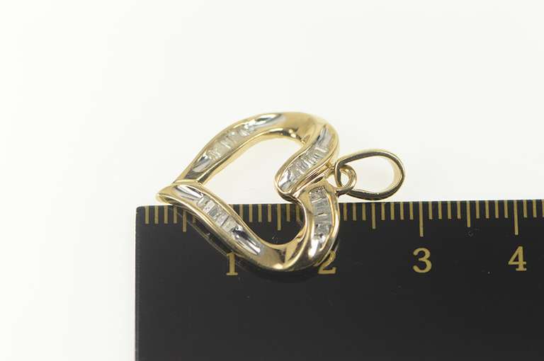 10K Yellow Gold Baguette Diamond Heart Love Symbol Pendant