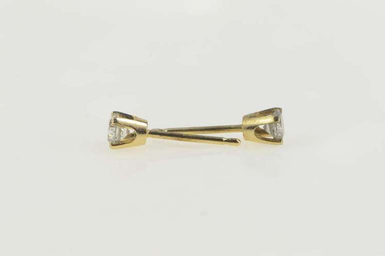 14K Yellow Gold 0.25 Ctw Diamond Round Solitaire Stud Earrings