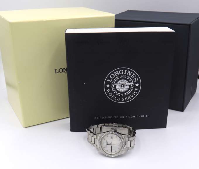 Longines Conquest Stainless Steel Diamond Bezel Ladies Watch