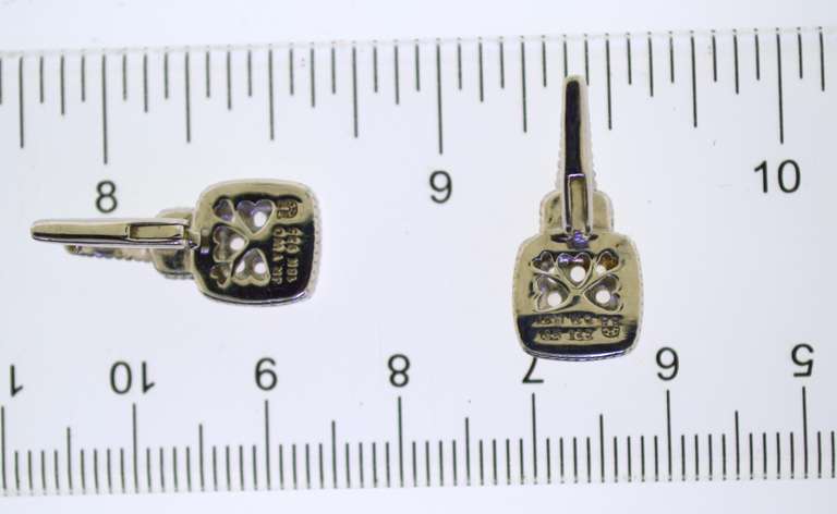 18KT White Gold And Sterling Silver White Topaz Pave Dangle Earrings