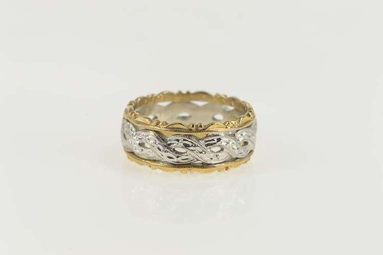 14K Yellow Gold Vintage NOS 1950's Retro Wedding Band Ring