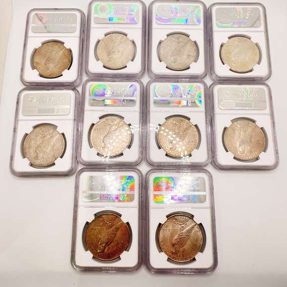 Lot of 10x Certified Peace Dollars- Mixed Dates