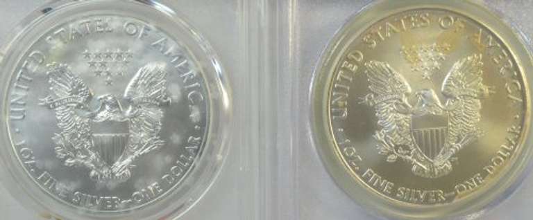 PCGS MS70 graded 2009 & 2015 $1 American silver Eagle coins