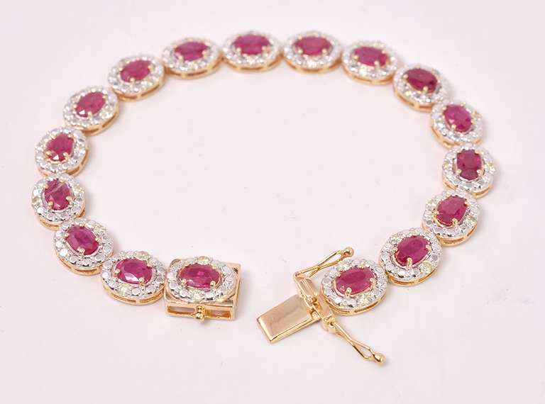 Radiant Approx. 8.55CTW Ruby & 1.21CTW Diamond Bracelet in Gold Plated Sterling Silver