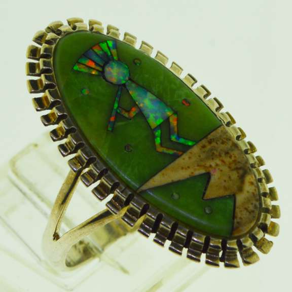 Sterling Silver Inlay Novelty Little Girl Playing Music Ring