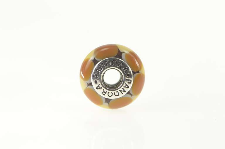 Sterling Silver Pandora Murano Glass Brown Tan Designer Charm/Pendant