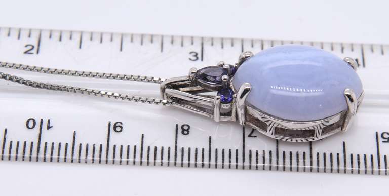 Vintage Sterling Silver Gemstone Pendant on Chain