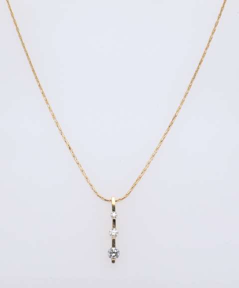 Dazzling Yellow Gold 3 Stone Diamond Journey Pendant on Chain