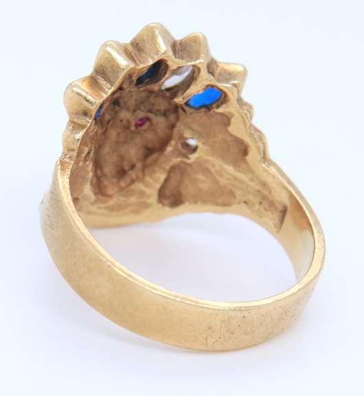 Nice Yellow Gold Indian Head Men's Cubic Zirconia Ring