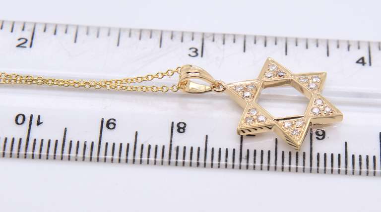 Fancy Yellow Gold Diamond Star of David Pendant on Chain