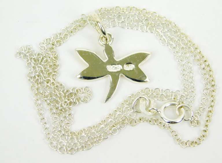 Dainty Sterling Enamel Dragonfly Necklace
