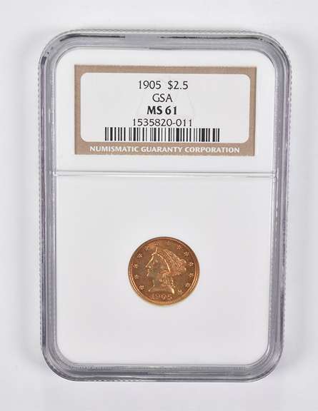MS61 1905 $2.50 Liberty Head Gold Quarter Eagle GSA NGC