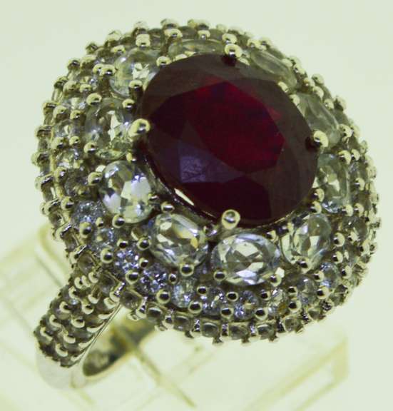 Sterling Silver Four CT Ruby Cocktail Ruby Rin
