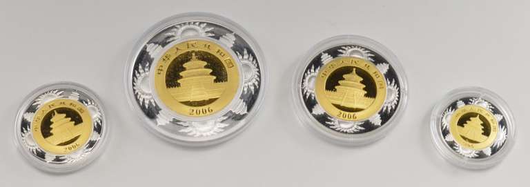 2006 China Panda Lunar 4 Coin Prestige Set Dog 1/10-1 Oz .999 Gold