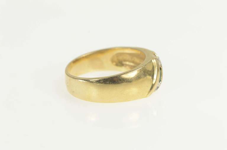 14K Yellow Gold Natural Emerald Diamond Wedding Band Ring