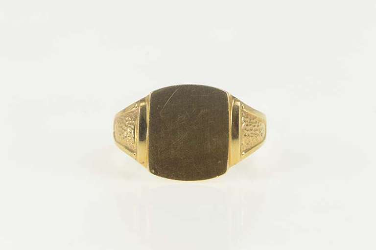 14K Yellow Gold Vintage NOS 1950's Monogrammable Squared Ring