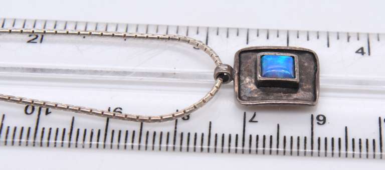 Vintage Sterling Silver Gemstone Pendant on Chain