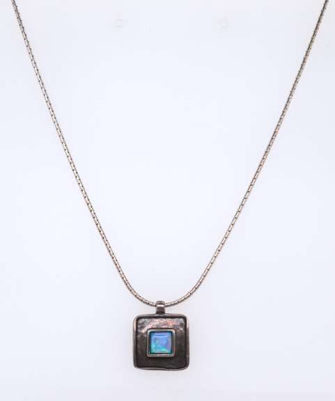 Vintage Sterling Silver Gemstone Pendant on Chain