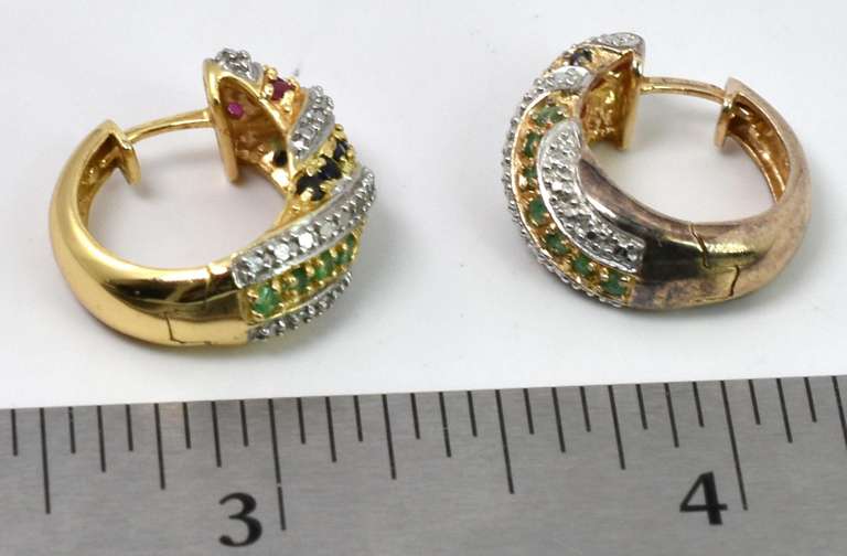 Vermeil Multi-Gemstone Huggie Earrings