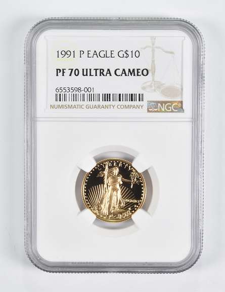 PF70 UCAM 1991-P $10 American Gold Eagle 1/4 Oz. .999 Fine Gold NGC