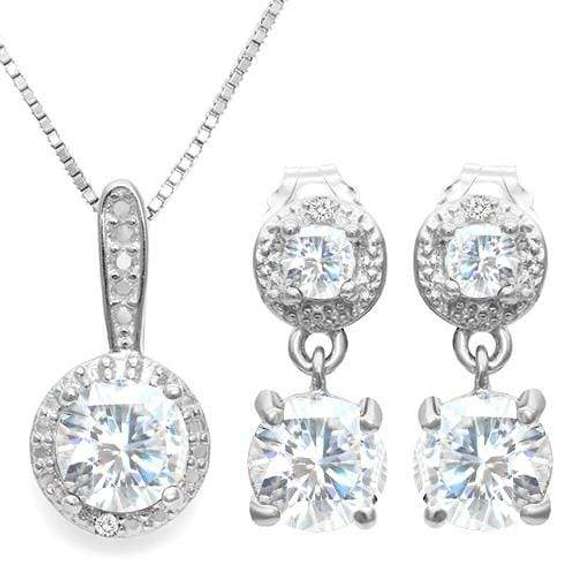 WHITE TOPAZ 925 STERLING SILVER JEWELRY SET