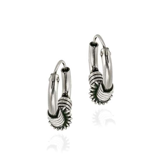 Sterling Silver Bali Spiral Wrapped Small Hoop Earrings