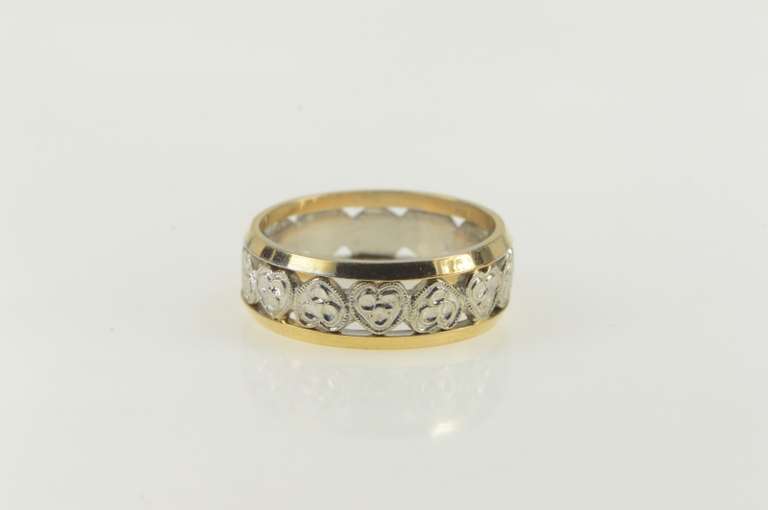 14K Yellow Gold Vintage NOS 1950's Heart Wedding Band Ring
