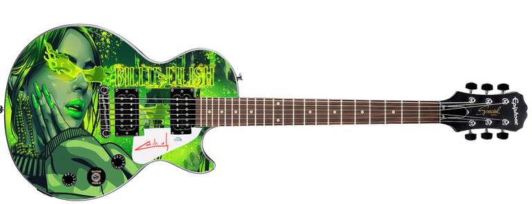 Billie Eilish Signed Gibson Epiphone Les Paul Photo Graphics Guitar ACOA