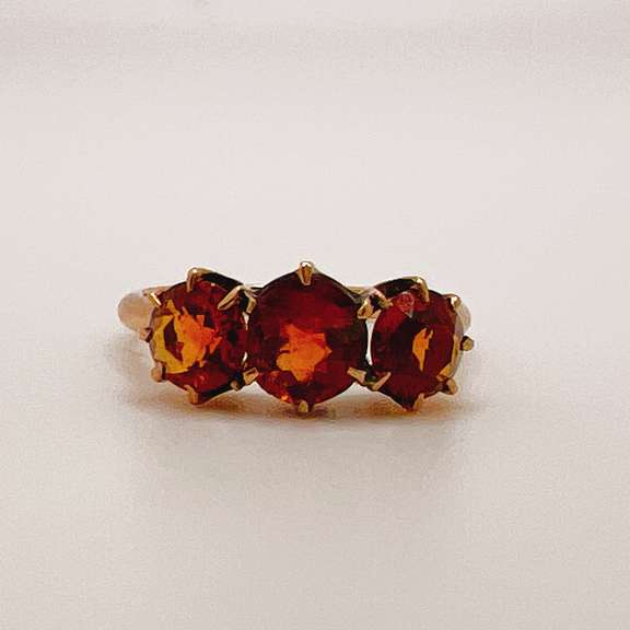 14kt Solid Yellow Gold & Orange Sapphire Ring