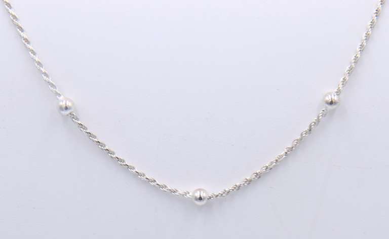 925 Sterling Silver Ball Rope Chain Necklace