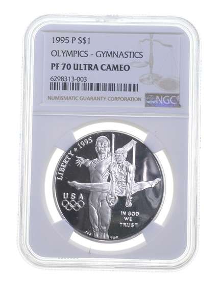 PF70UCAM 1995-P XXVI Olympiad Gymnastics Commem. Silver Dollar - NGC