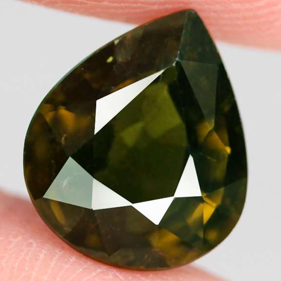 Rich 4.01ct natural olive green Tourmaline pear
