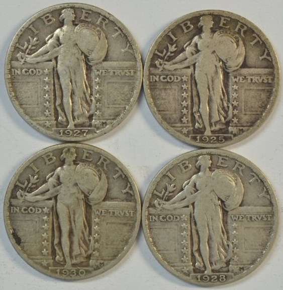 4 Diff. choice XF Standing Liberty Quarters 1925-1930