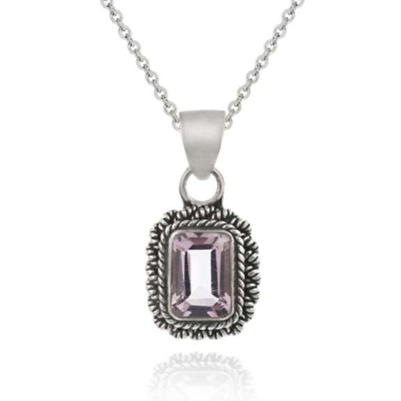 Sterling Silver Genuine Amethyst Pendant