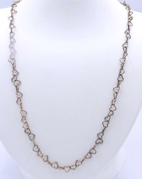 Vintage Italian Sterling Silver Heart Shaped Link Chain Necklace