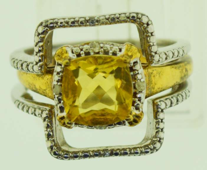 Sterling Silver Cushion Cut Citrine Ring