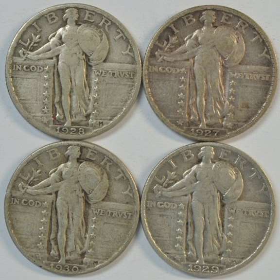 4 Diff. choice XF Standing Liberty Quarters 1927-1930