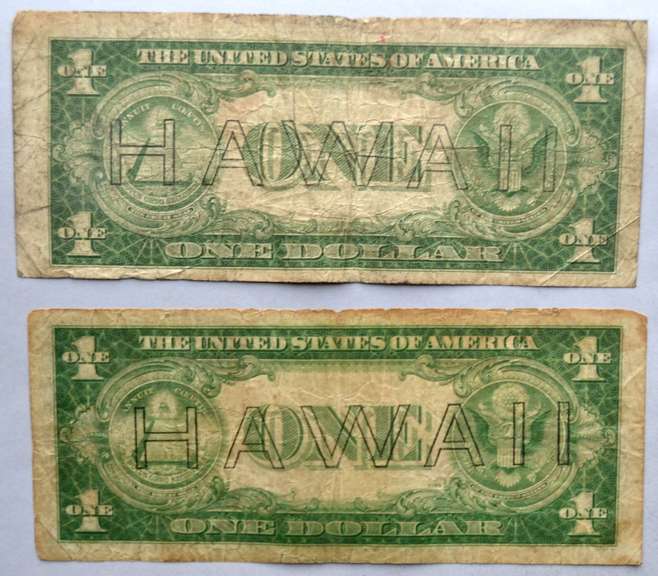 2 $1 1934a Hawaii Emergency Issue Silver Certificates