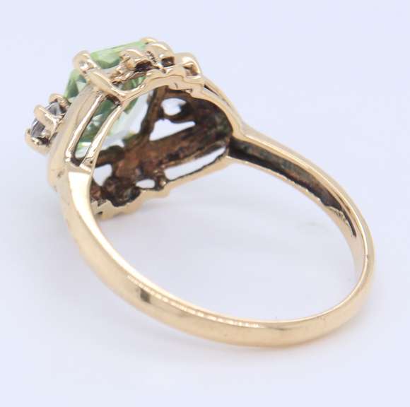 Fabulous Yellow Gold Green and Clear Topaz Cocktail Ring