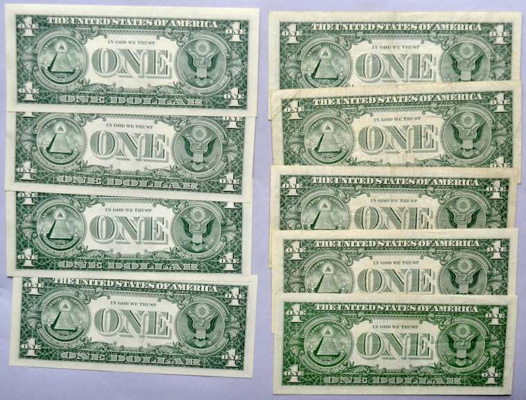 9 Unc and Circulated $1 Barr Star Notes