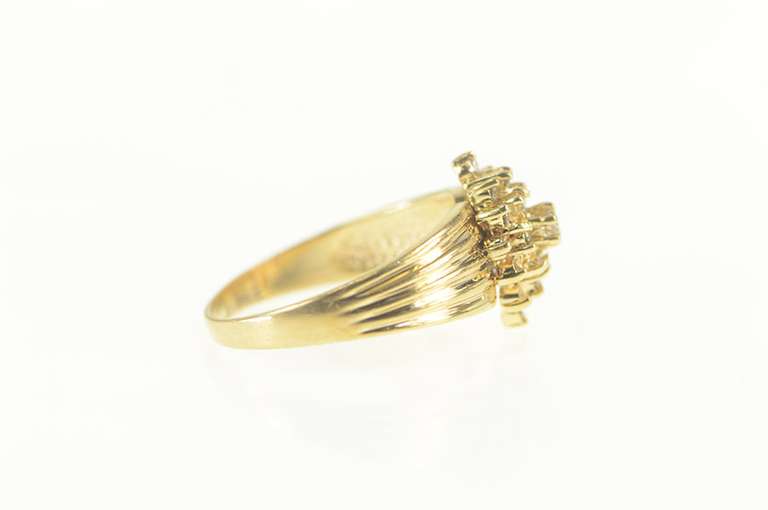 14K Yellow Gold 0.50 Ctw Diamond Marquise Cluster Statement Ring
