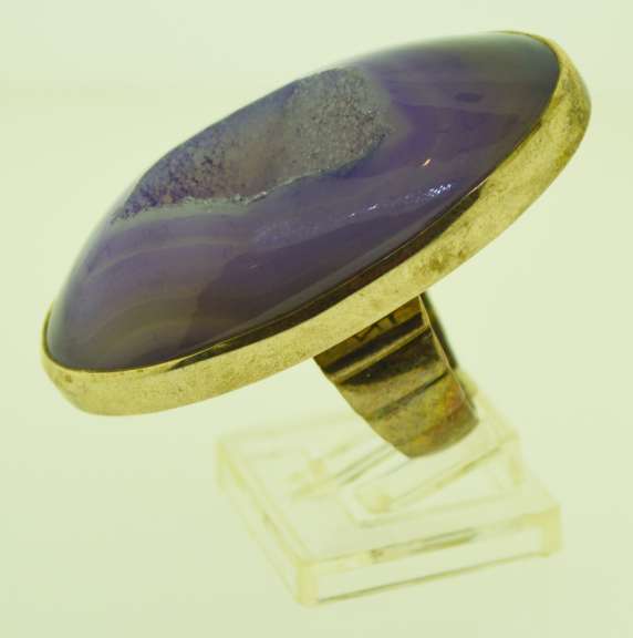 Vintage AKR Amy Kahn Russel Sterling Silver Purple Druzy Agate Ring