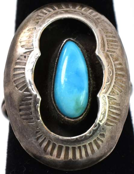 Turquoise Framed Sterling Silver Ring