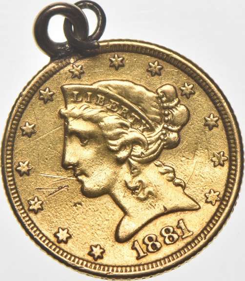 1881 $5 Liberty Head Gold Half Eagle - Love Token - Pendant Mount