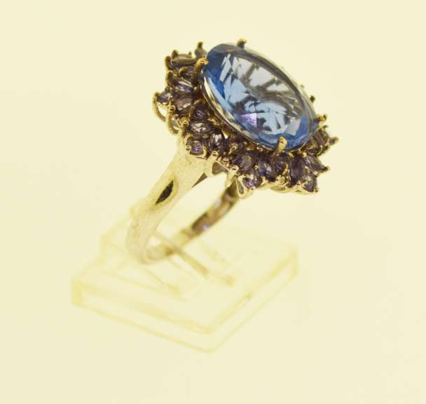 Sterling Silver Large Oval Tanzanite Ring