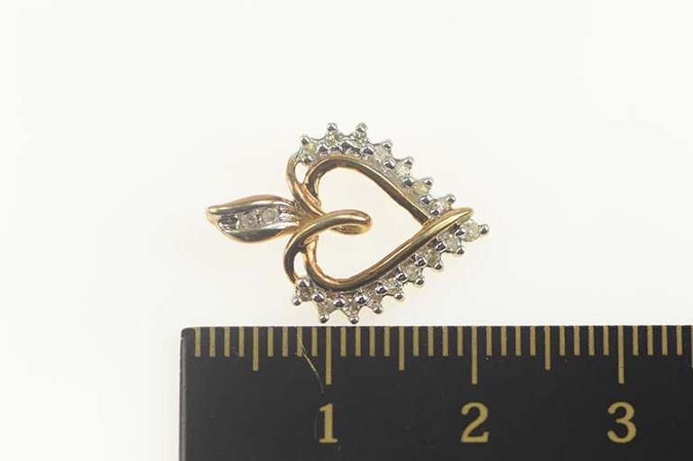 10K Yellow Gold Classic Diamond Heart Love Symbol Pendant