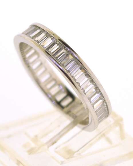 Sterling Silver Baguette Crystal Band