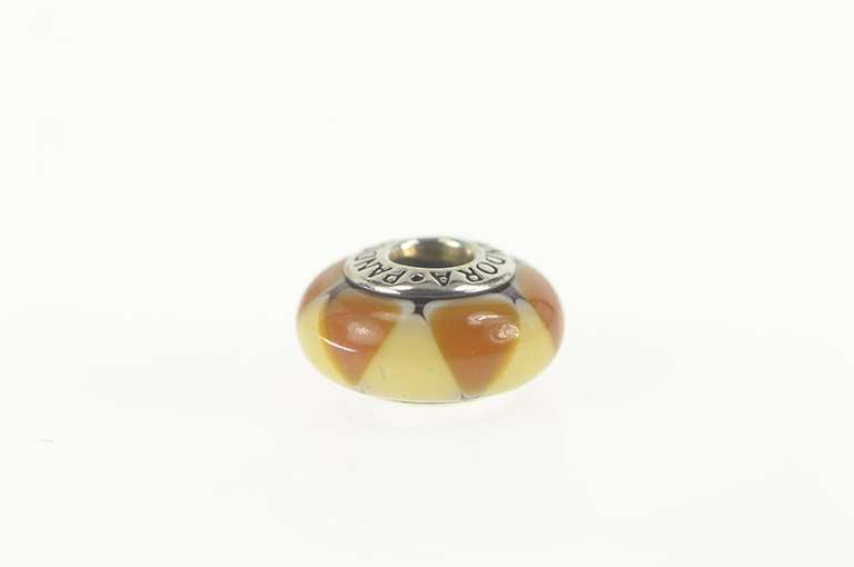 Sterling Silver Pandora Murano Glass Brown Tan Designer Charm/Pendant