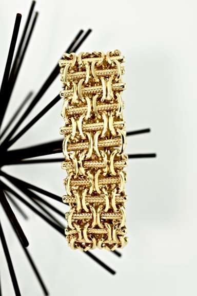 Incredible Wide, Fancy and Heavy 14K Bracelet